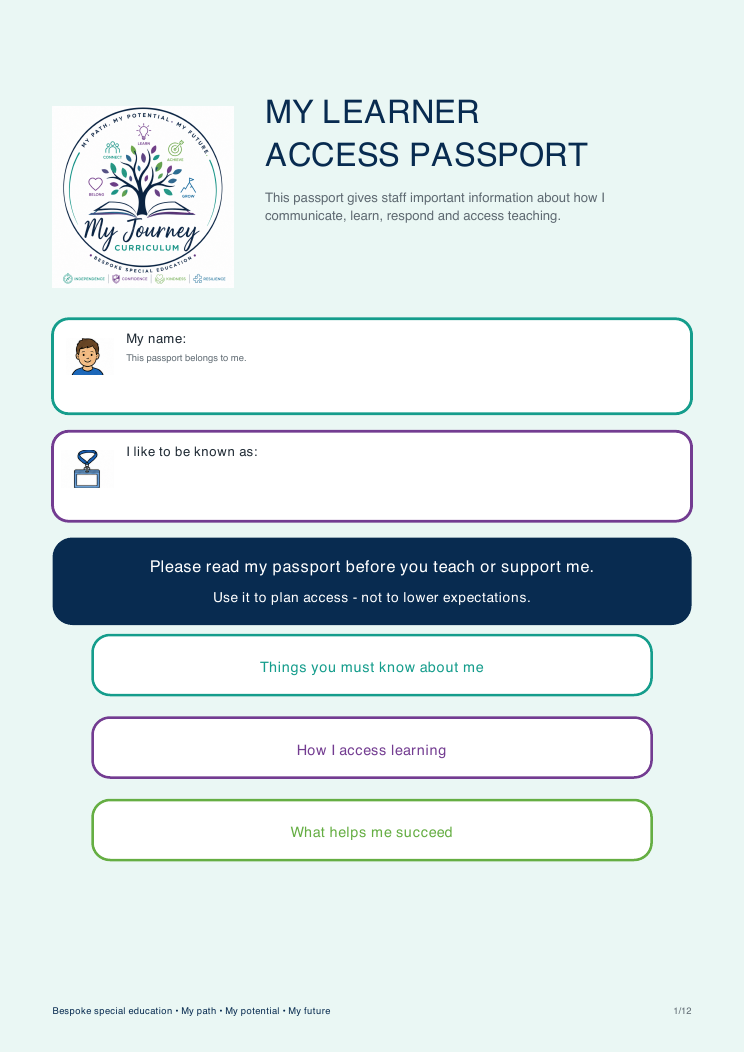 Cover of the My Learner Access Passport
