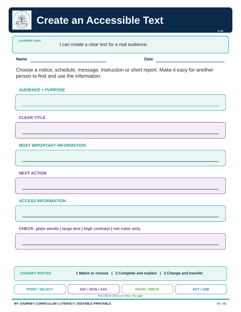 Preview of Create an Accessible Text