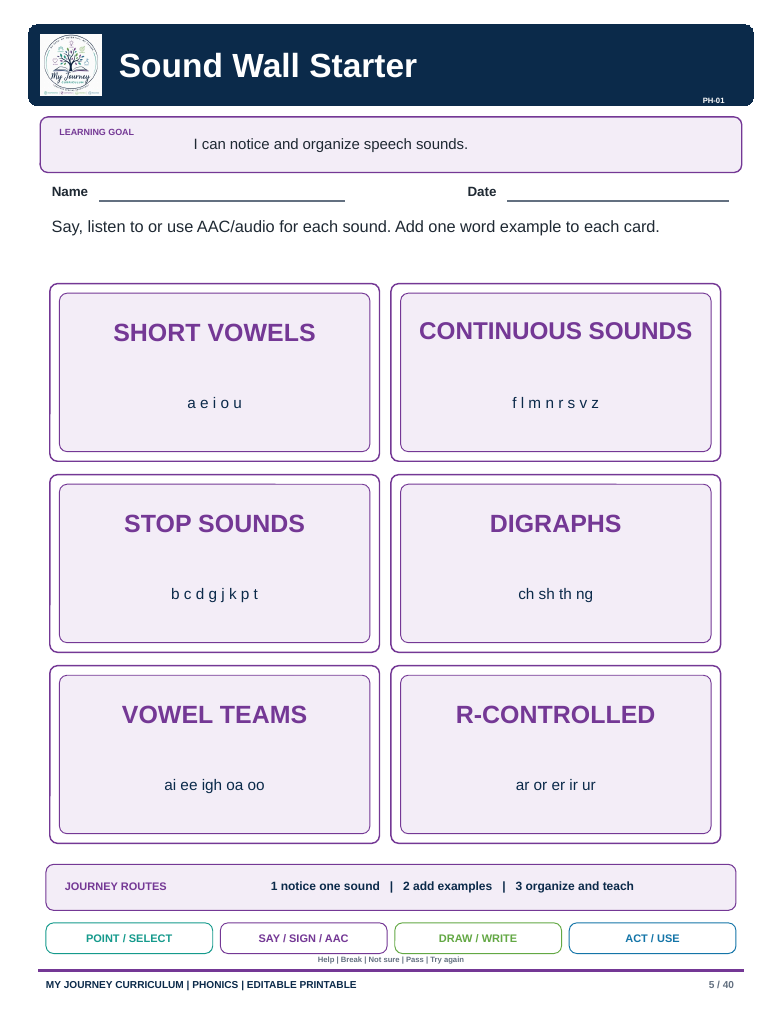 Preview of Sound Wall Starter