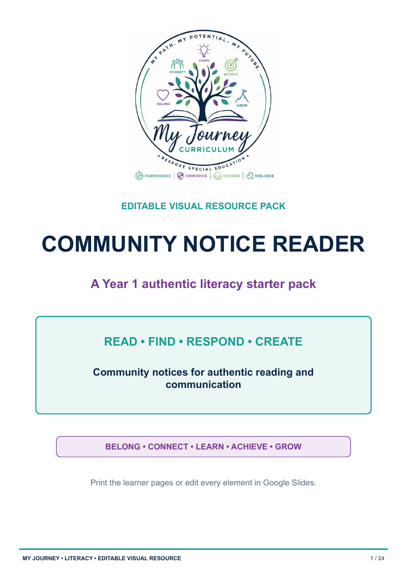 Cover of the Community Notice Reader lesson pack
