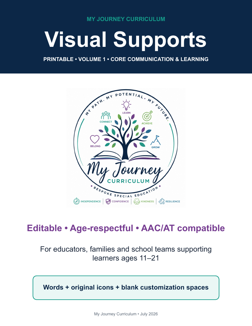 Cover of the Core Communication and Learning Visual Supports pack