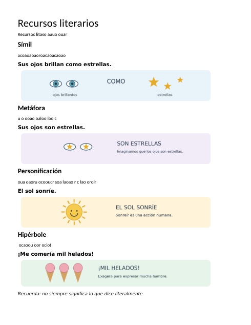 Preview of Recursos literarios: símil, metáfora, personificación e hipérbole