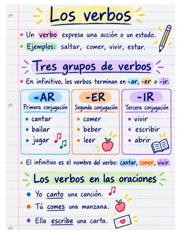 Preview of Tres grupos de verbos: -ar, -er and -ir reference poster